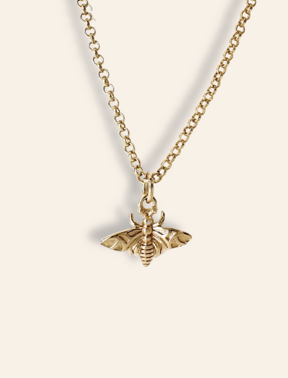 gold bee necklace with hypoallergenic gold plating. Necklaces for layering. Bycharlotte jewelry