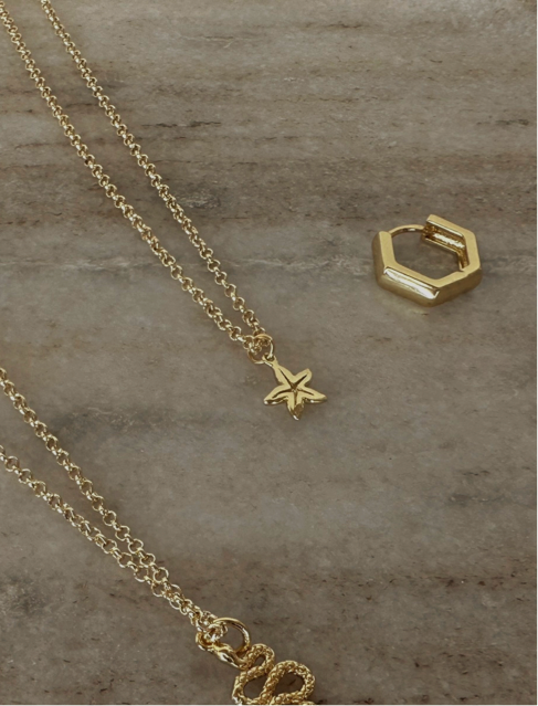 minimalist beachy jewelry featuring starfish necklace gold